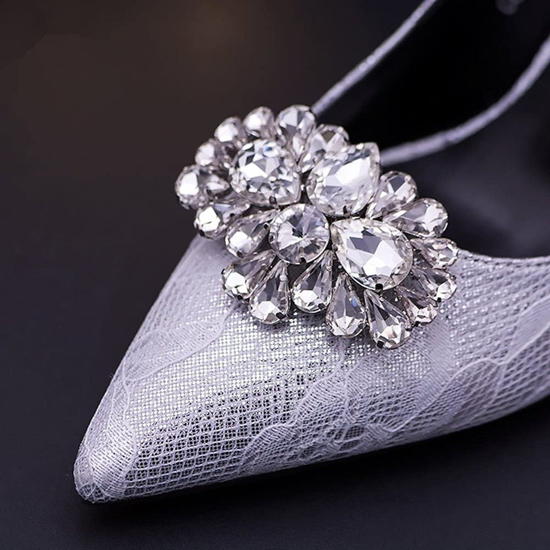 Ruihfas 2 PCS Decorative Shoe Clips - Bling Bling Rhinestone Crystal Shoe Jewlery Clips Accessories for Women Girls Wedding Party Prom 1.57Ã—2.44 inch - Image 2